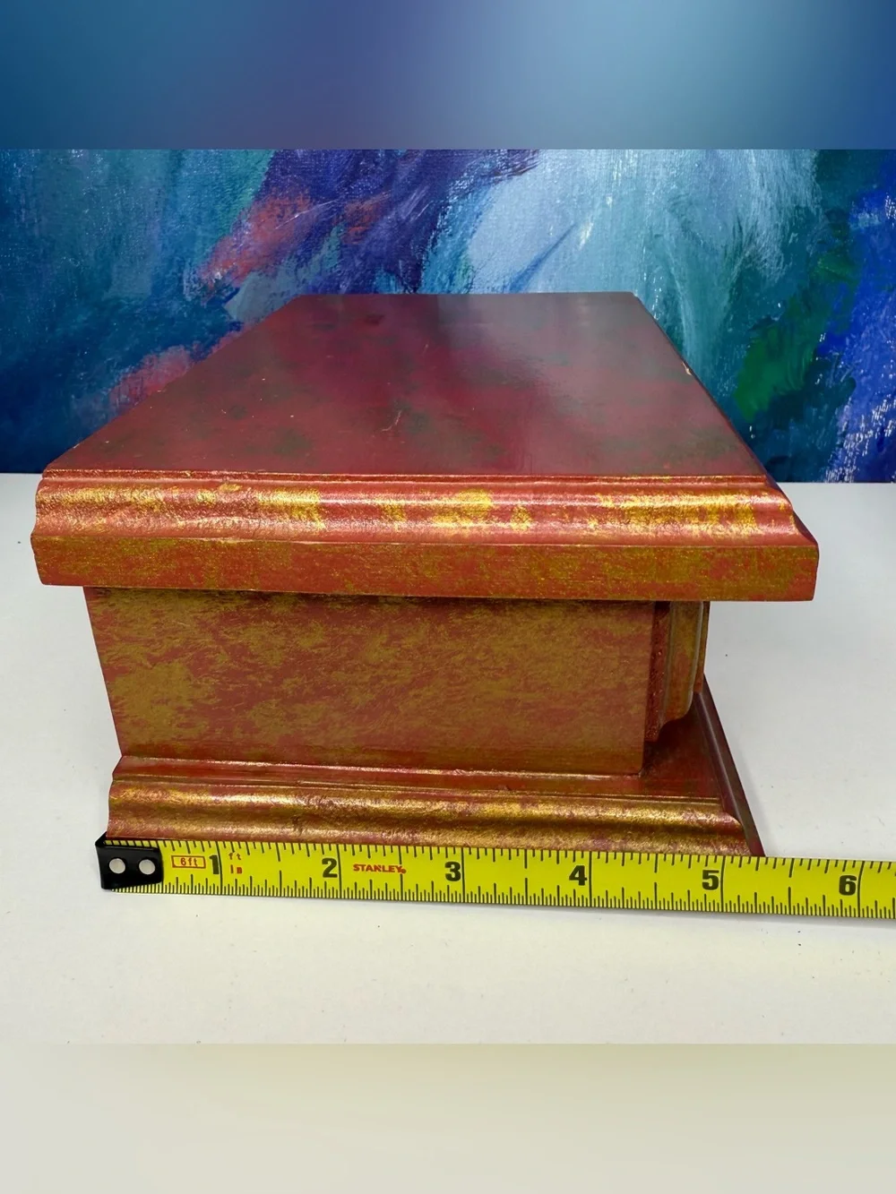 Wood Jewelry Box Marked Handcrafted at the Maine State Prison Trinket Box Red